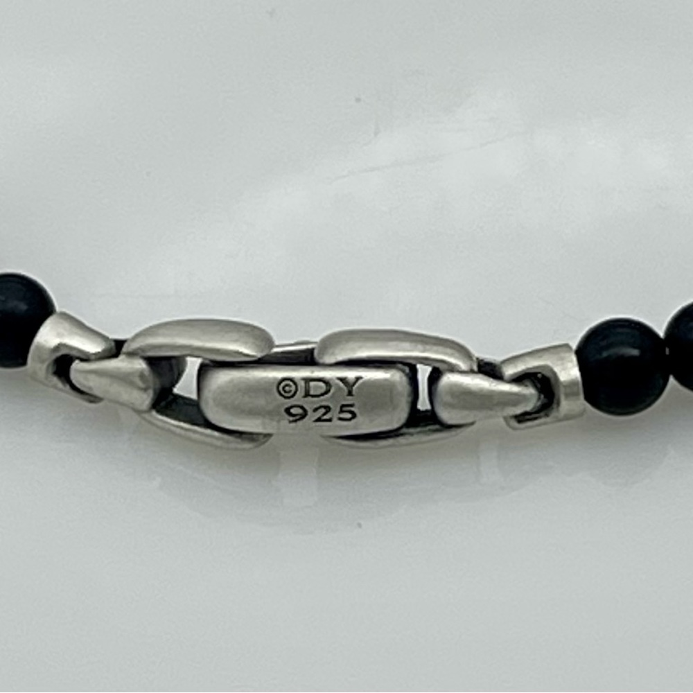 David Yurman Black Beaded Bracelet with Silver Clasp - Picture 3 of 4